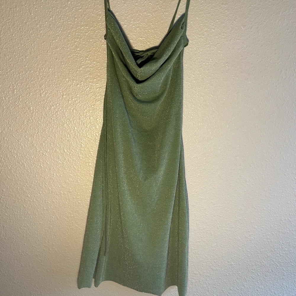 Sparkly green dress.